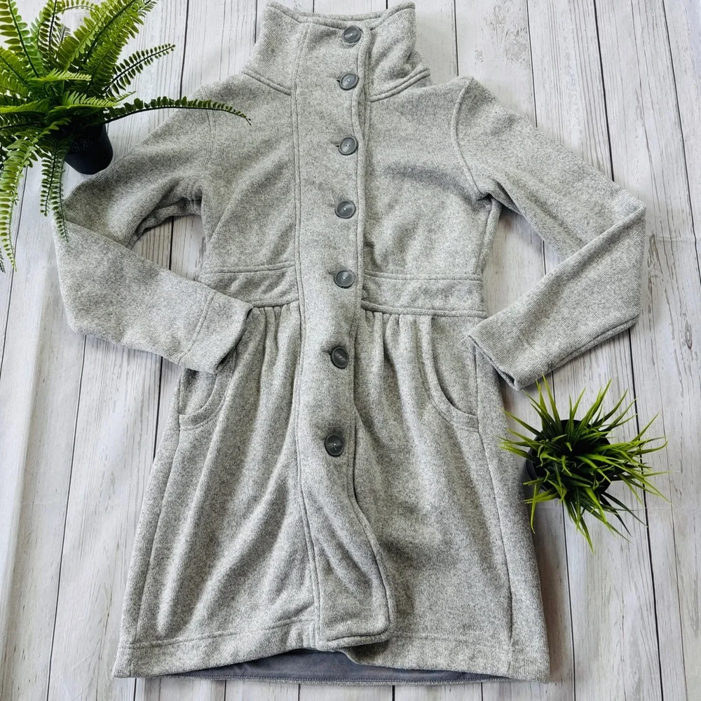 Patagonia Long Better Coat M Button Down Peacoat Trench Jacket Gray Women’s - Picture 3 of 7